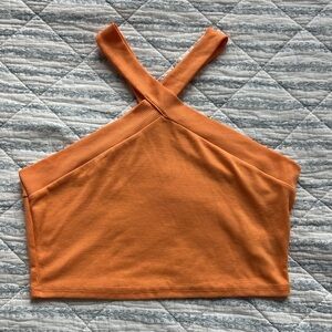 Orange Cross-Strap Crop Top